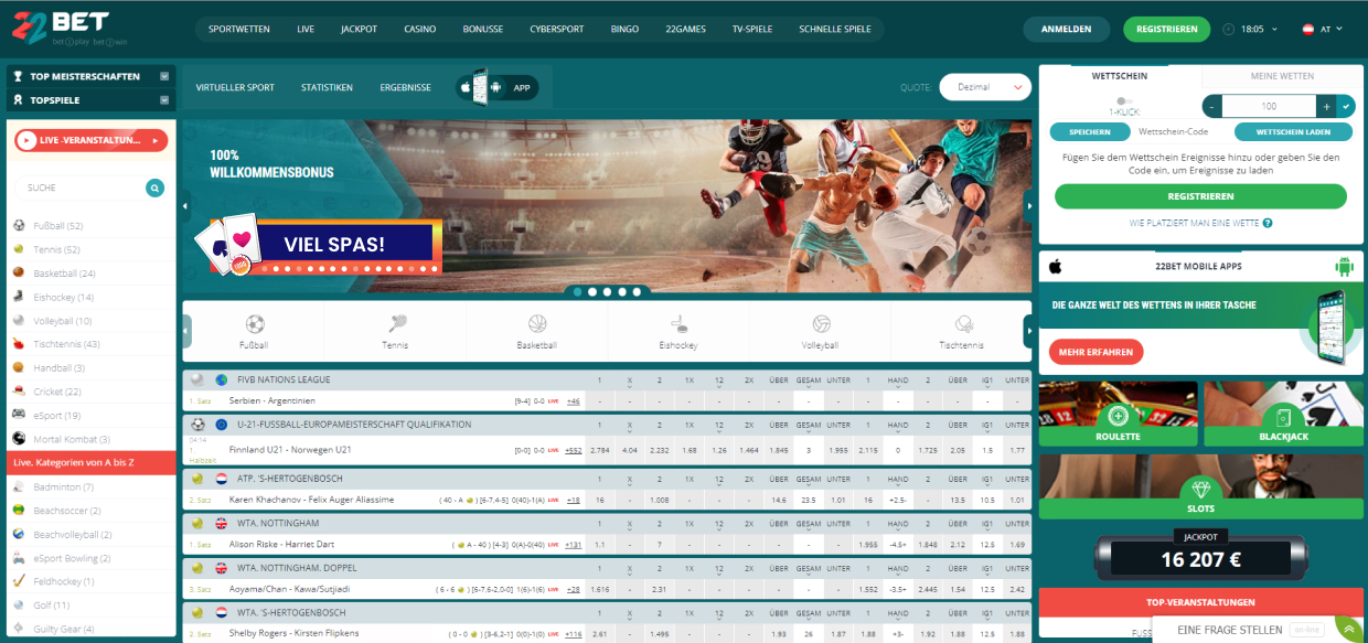 22bet Casinospiele